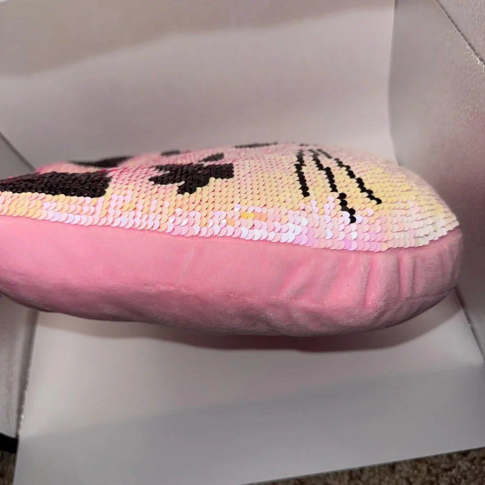 Love2Design Pink Flip Sequin Cat Pillow Iridescent Reversible Cushin